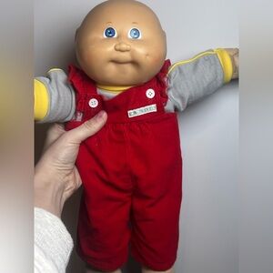 Vintage Cabbage Patch Kids Doll Red Corduroy Overalls Baby Doll
